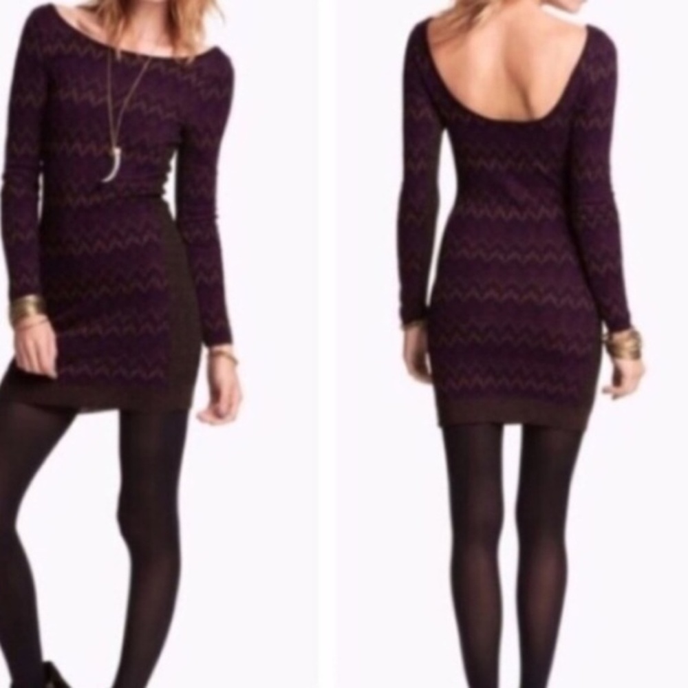 Free People women PS cozy cabin long sleeve bodycon sweater dress boho goth